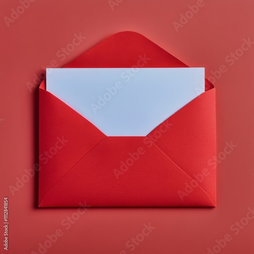 Red envelope with blank card on a vibrant background for personal messages an...
