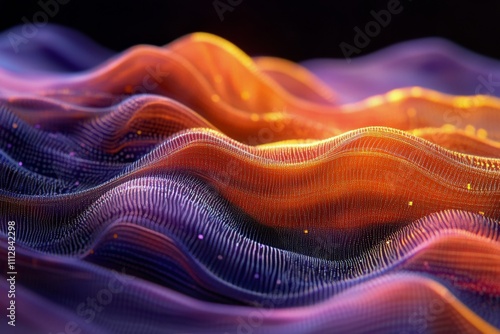 Colorful abstract design with smooth wave patterns in vibrant hues and glowin...