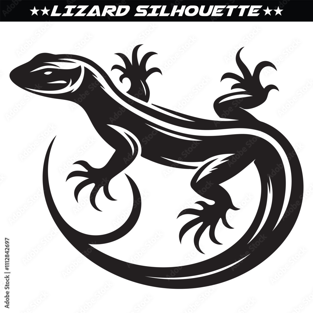 Lizard silhouette vector isolated on white background Lizard silhouette vector isolated on white background