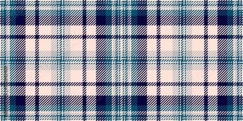 Workshop check seamless fabric, row vector texture plaid. Buffalo tartan background textile pattern in light and cyan colors.
