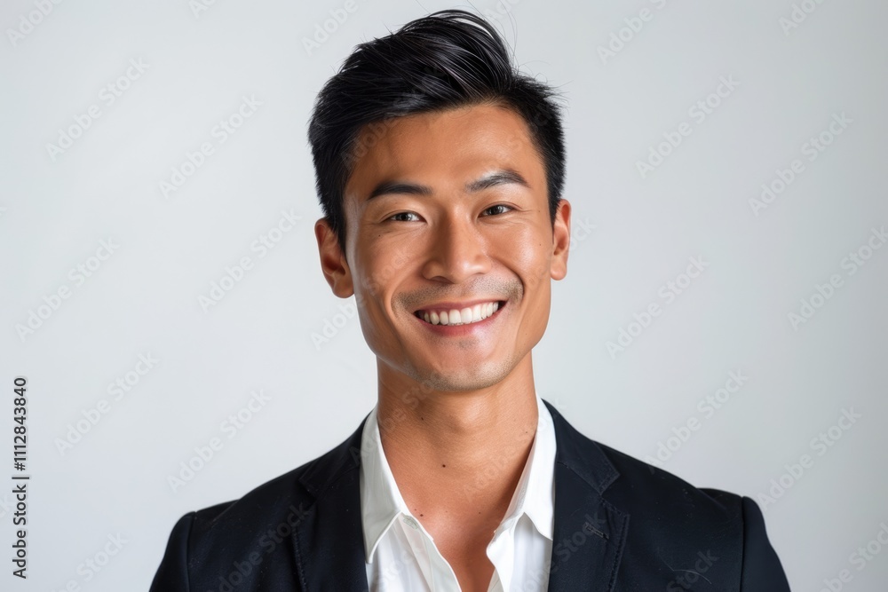 Asian businessman studio portrait exuding confidence and success. Asian businessman studio portrait exuding confidence and success.