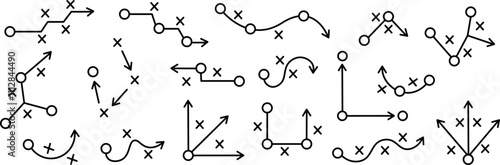 Scheme of strategy, tactics of a football game. Marketing strategy plan, business. Football team training.
Vector illustration