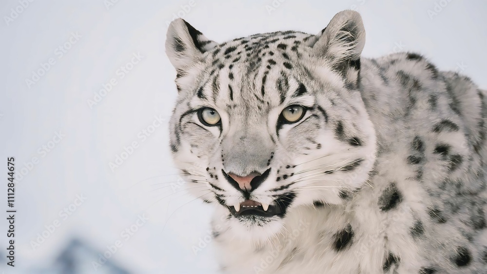 Majestic Snow Leopard (Panthera uncia) resting on a snow-covered rocky ledge in the Himalayas. Captures natural habitat, endangered beauty, and winter serenity. Majestic Snow Leopard (Panthera uncia) resting on a snow-covered rocky ledge in the Himalayas. Captures natural habitat, endangered beauty, and winter serenity.