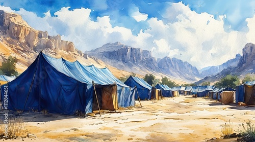 the tabernacle old testament watercolor biblical illustration