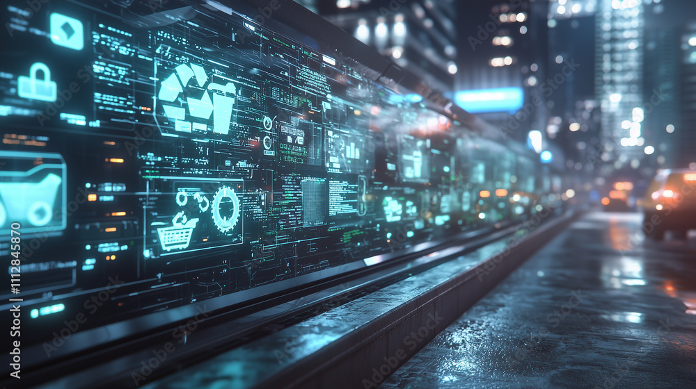 Futuristic City Waste Management Interface Futuristic City Waste Management Interface