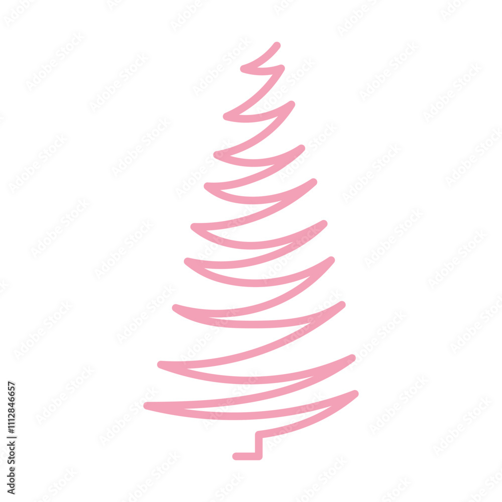 Vector minimalist flat Christmas tree. A simple doodle pine pink silhouette, perfect for modern holiday designs or abstract clipart. Vector minimalist flat Christmas tree. A simple doodle pine pink silhouette, perfect for modern holiday designs or abstract clipart.