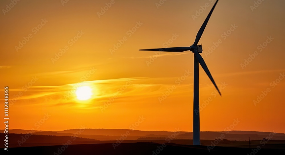 majestic sunset silhouette of wind turbine majestic sunset silhouette of wind turbine