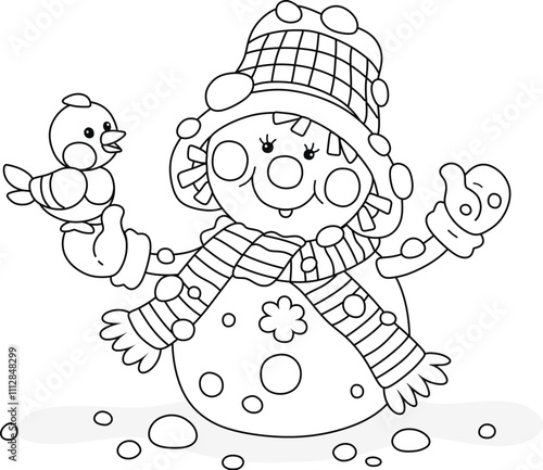 Funny toy snowman playing w...