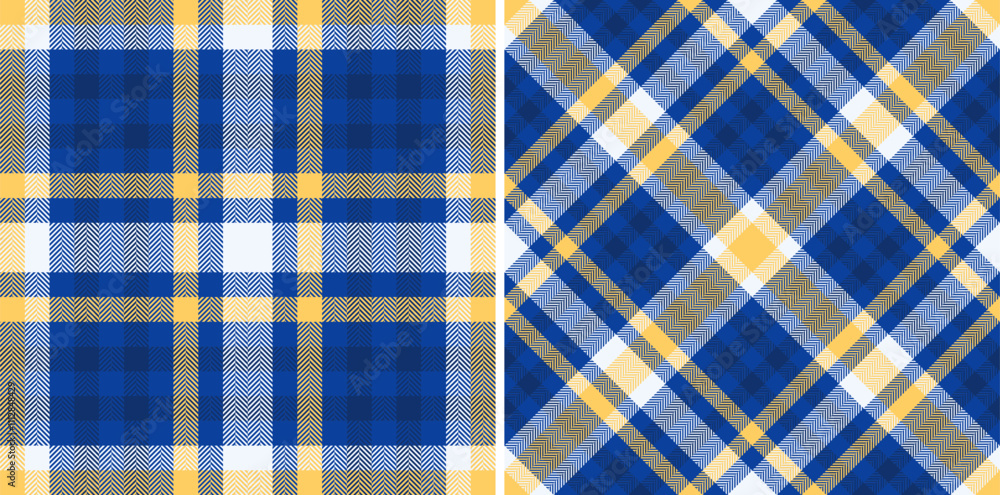 Pattern texture vector of seamless textile plaid with a tartan fabric check background. Set in cold colors for clothing style trends. Pattern texture vector of seamless textile plaid with a tartan fabric check background. Set in cold colors for clothing style trends.