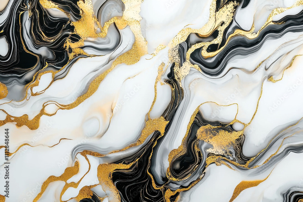 Elegant black and white marble texture with golden accents, showcasing fluid patterns and rich details. Perfect for backgrounds and design projects Elegant black and white marble texture with golden accents, showcasing fluid patterns and rich details. Perfect for backgrounds and design projects