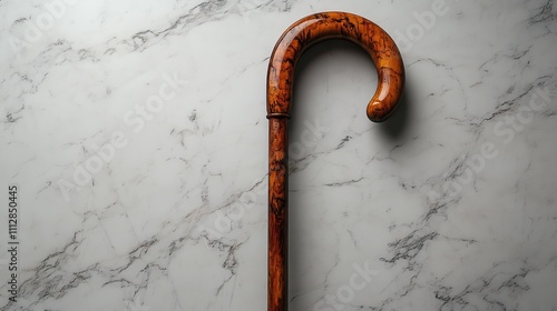 walking cane white background with a wooden stick a cane for the aged infirm and elderly