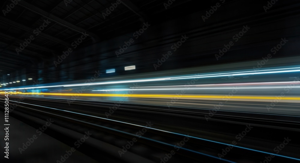 Speeding train in motion at night Speeding train in motion at night