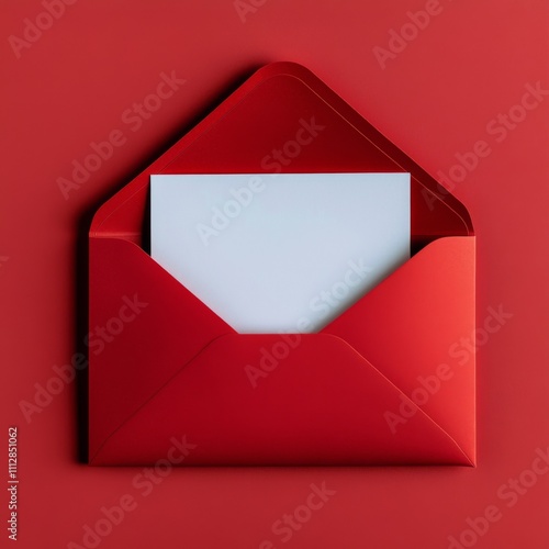 Red envelope with blank card on a vibrant background for personal messages an...