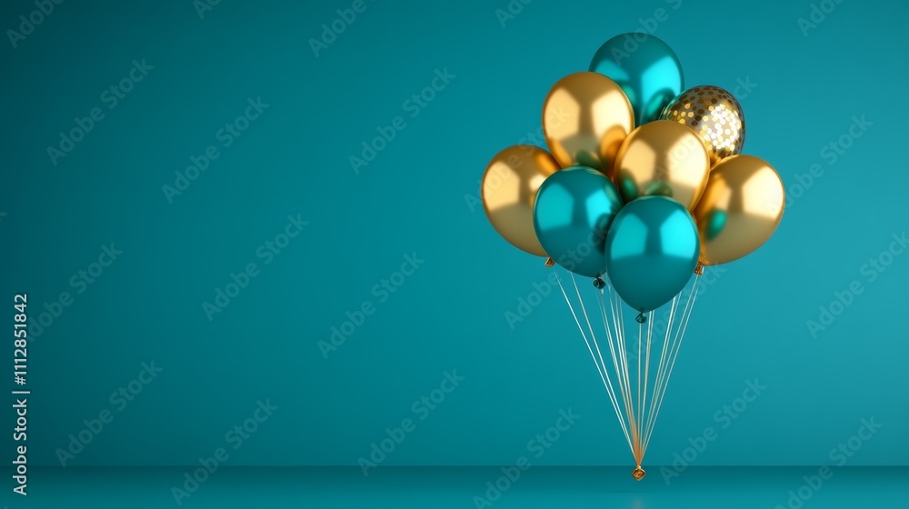 Blue and Gold Balloons with Confetti Blue and Gold Balloons with Confetti