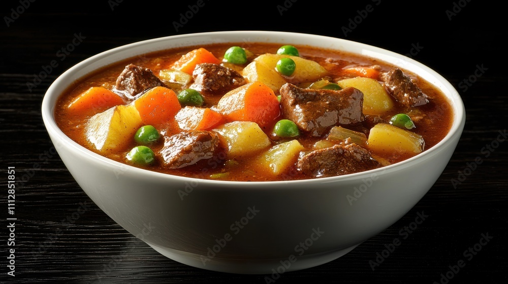 Hearty beef stew in a bowl, perfect for a cold day. Rich flavors and tender meat. Hearty beef stew in a bowl, perfect for a cold day. Rich flavors and tender meat.