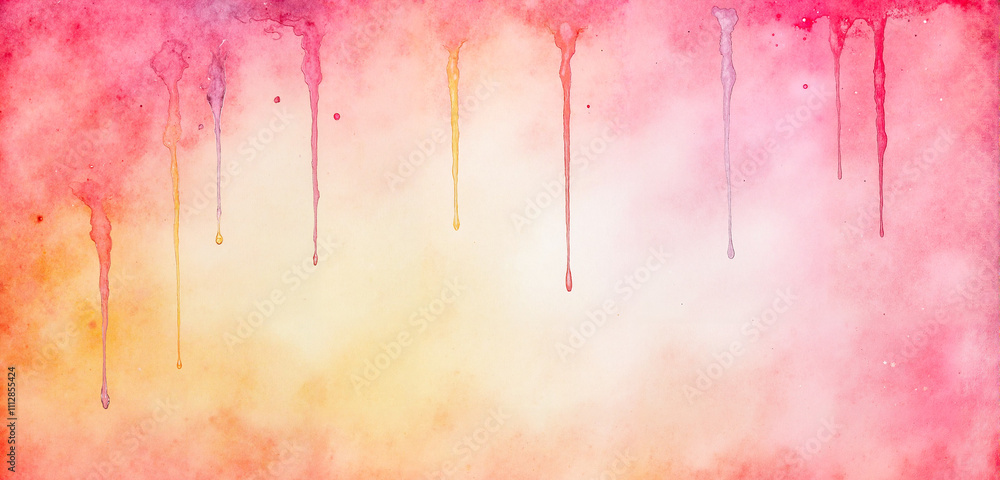 Fototapeta premium Abstract watercolor background with dripping red and orange tones