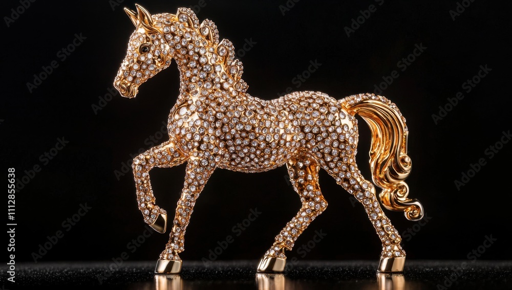 Obraz premium A dazzling equestrian masterpiece. Brilliantly crafted with meticulous detail, this jeweled horse captures elegance and timeless beauty.