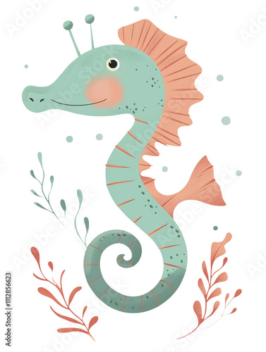 Graphic seahorse in pleasant colors. photo