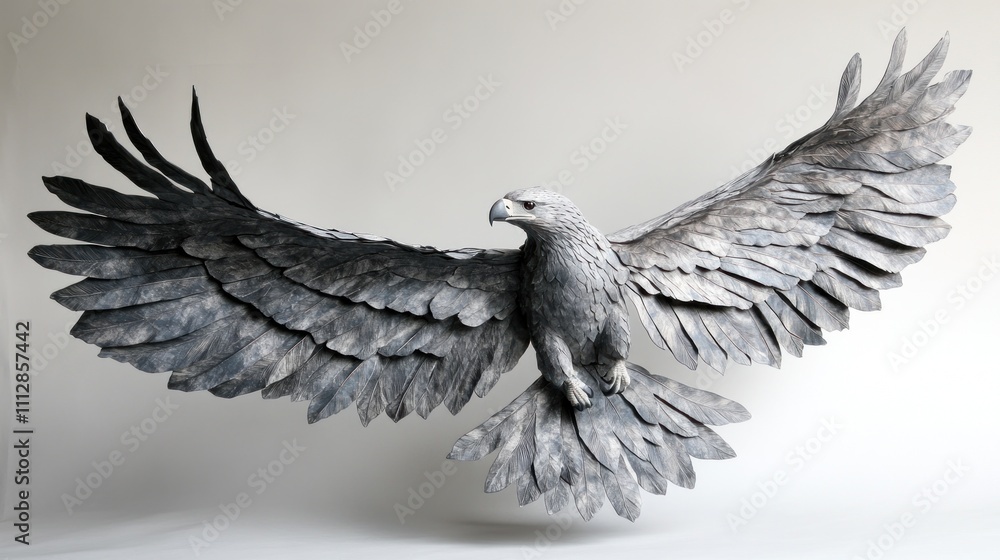 Naklejka premium Majestic Eagle Sculpture: A Masterpiece of Paper Art