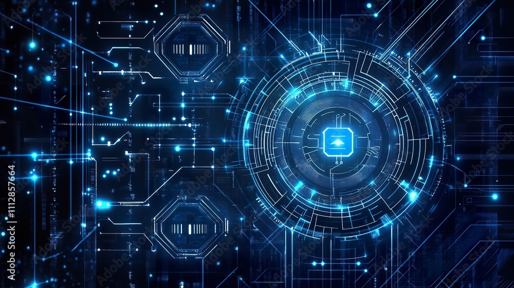 Obraz premium Digital background for tech, AI, data, audio, and graphics