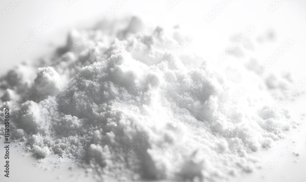 Close-up of a pile of white powder. Close-up of a pile of white powder.