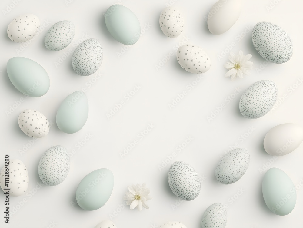 Fototapeta premium Easter Background with Eggs and flowers