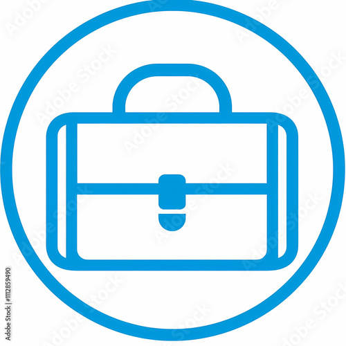 Briefcase office bag blue line icon illustration isolated on a white background  photo