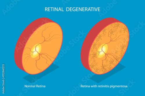3D Isometric Flat Vector Illustration of Retinal Degenerative , Vision Impairment, Blind Spots