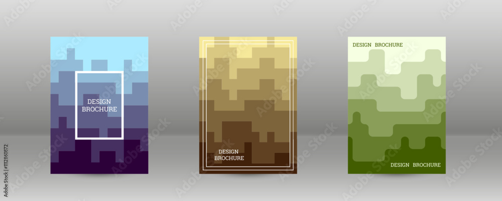 Geometric background with rectangles. Smooth color change, gradient. Set of 3 cover designs Geometric background with rectangles. Smooth color change, gradient. Set of 3 cover designs
