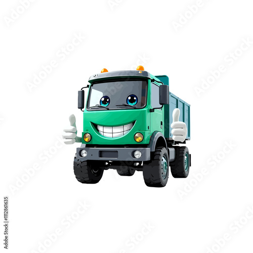 3d truck cartoon character, with a thumbs up. Ai generated