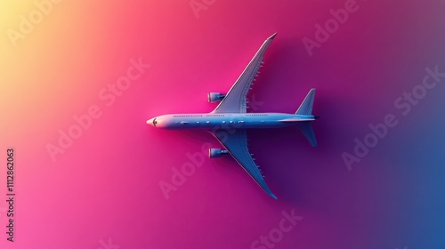 Wallpaper Mural A single toy airplane set against a vibrant gradient background, perfect for children's themes and playful designs. Torontodigital.ca