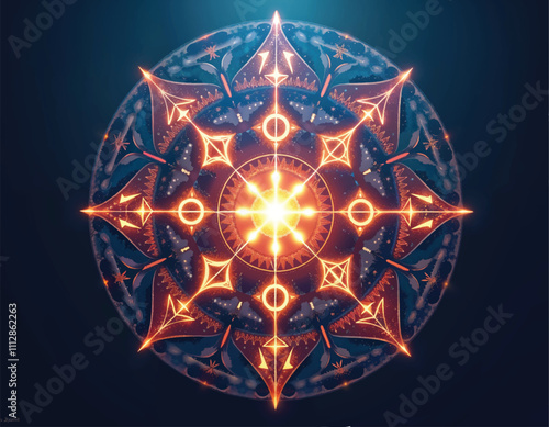 a circle with of symbols from various religions in dharma weel with gradient of warm feelings
