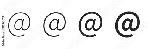Email electronic web address illustration in 4 variations isolated for UI. Vector icons in flat style