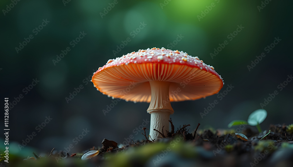 Fototapeta premium small poisonous mushroom, magic picture isolated with white highlights, png