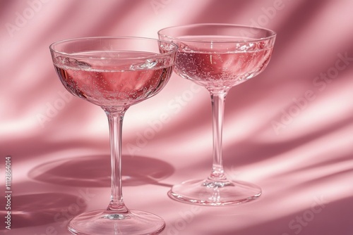 Refreshing pink drinks served in glassware on a vibrant pink background