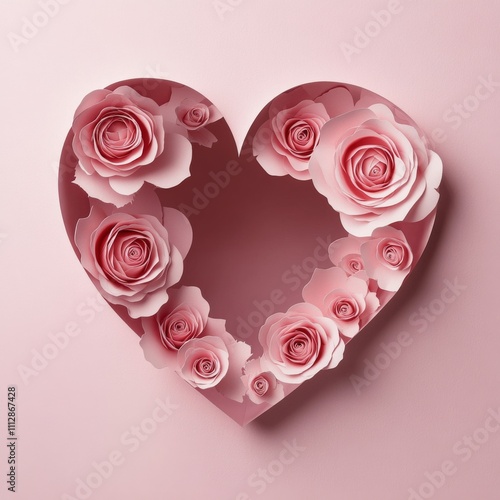 Wallpaper Mural Heart shaped display with pink roses against a soft pink background for decoration Torontodigital.ca