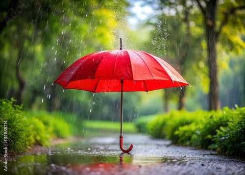 Wallpaper Mural red umbrella and rain drops Torontodigital.ca