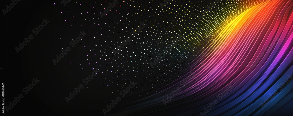 Vibrant rainbow gradient on black background with swirling patterns Vibrant rainbow gradient on black background with swirling patterns