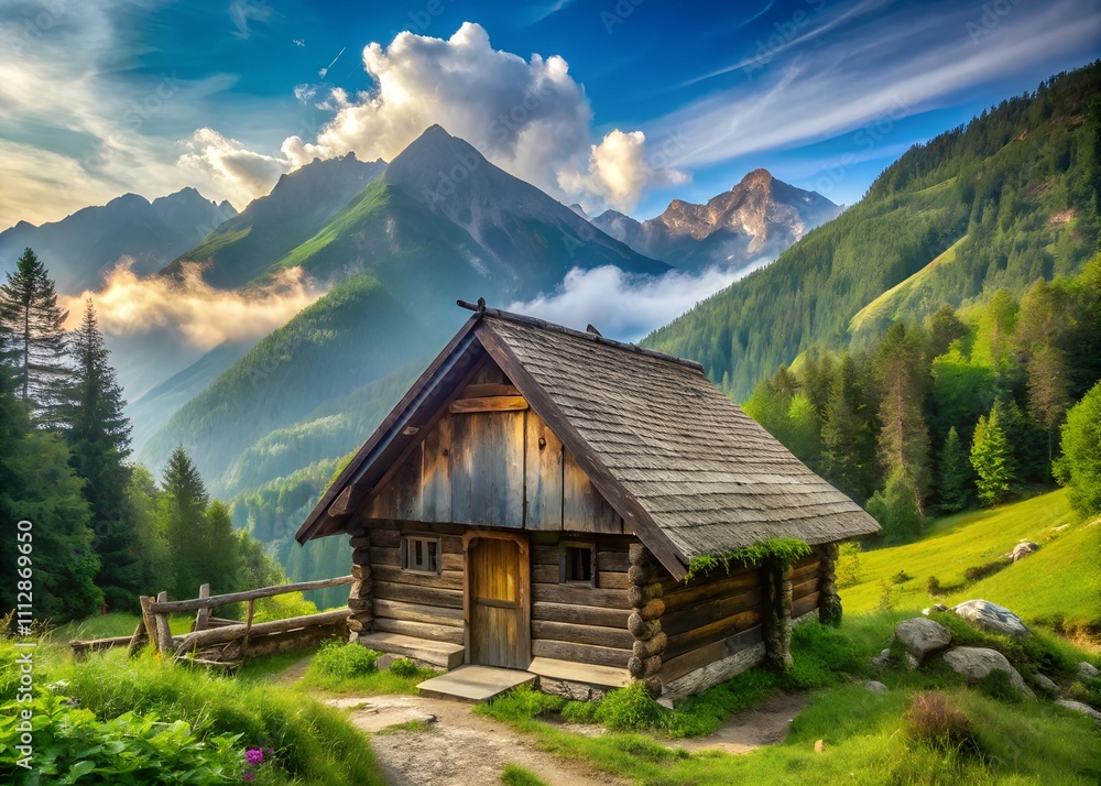 mountain hut in the alps mountain hut in the alps