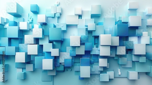 Abstract background of blue and white cubes.