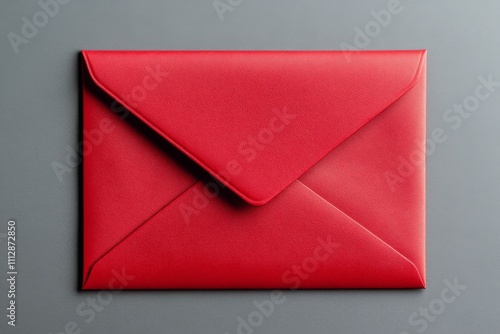 Red envelope resting on a gray surface, perfect for special occasions and let...
