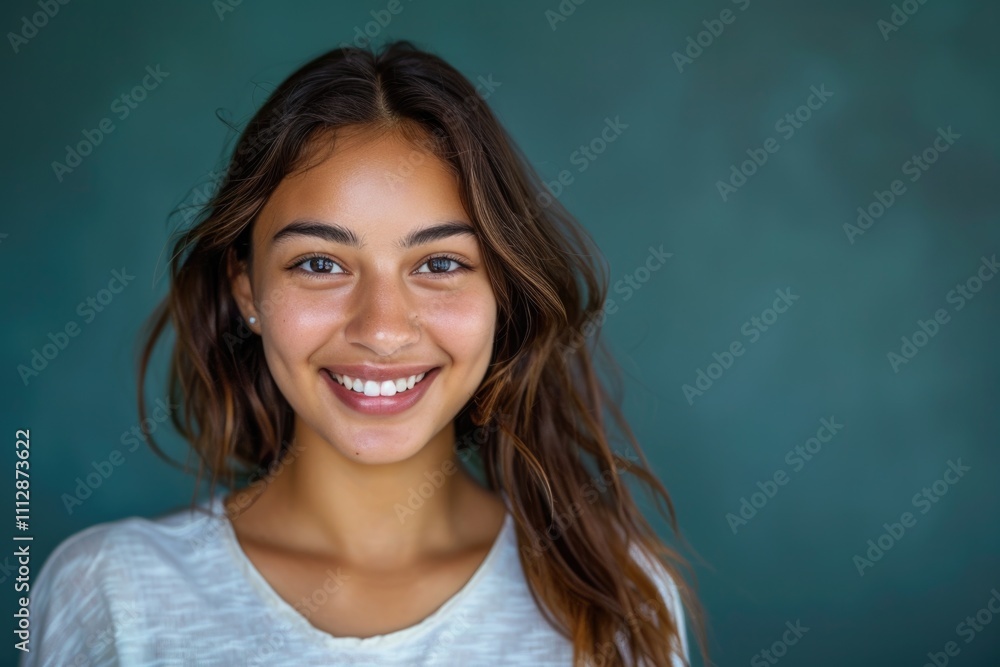 Girl Headshot: Smiling Indian Girl with Studio Portrait in Casual Attire Girl Headshot: Smiling Indian Girl with Studio Portrait in Casual Attire