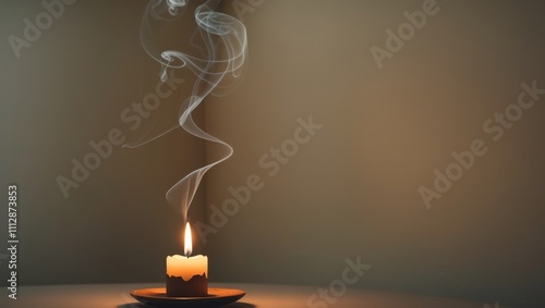 Gentle Incense Smoke in a Dimly Lit Room. photo