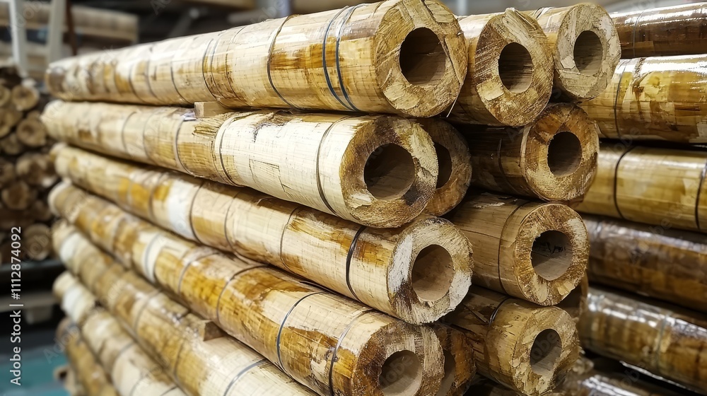 A stack of bamboo sticks stacked on top of each other A stack of bamboo sticks stacked on top of each other