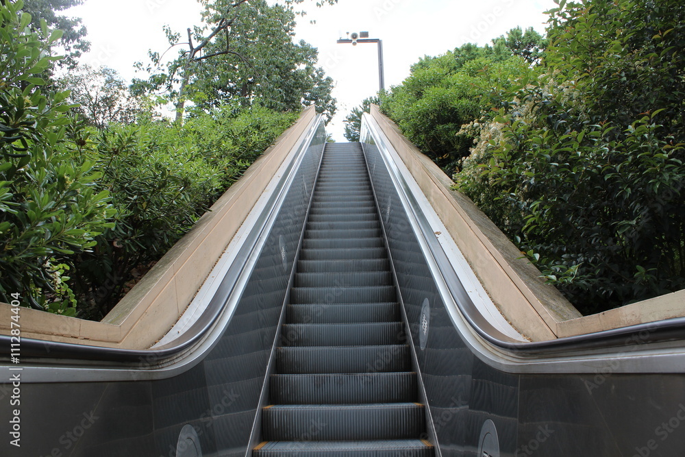 Escalator in a park in Barcelona Escalator in a park in Barcelona