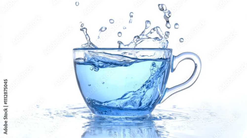 A cup of water with water splashing out of it A cup of water with water splashing out of it