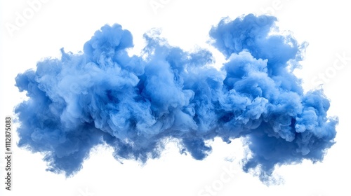 A cloud of blue smoke on a white background