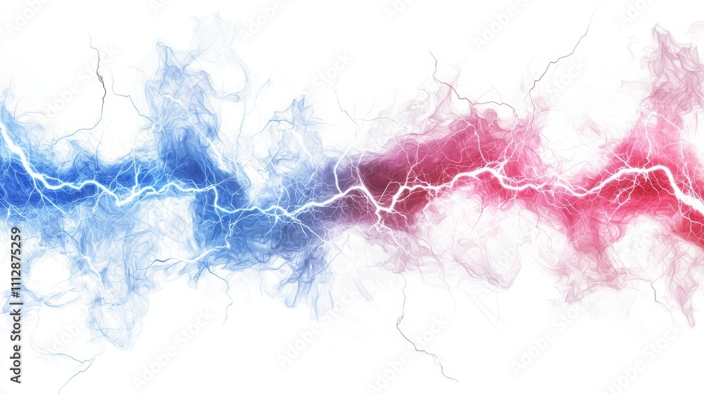 A red, white and blue lightning bolt on a white background A red, white and blue lightning bolt on a white background