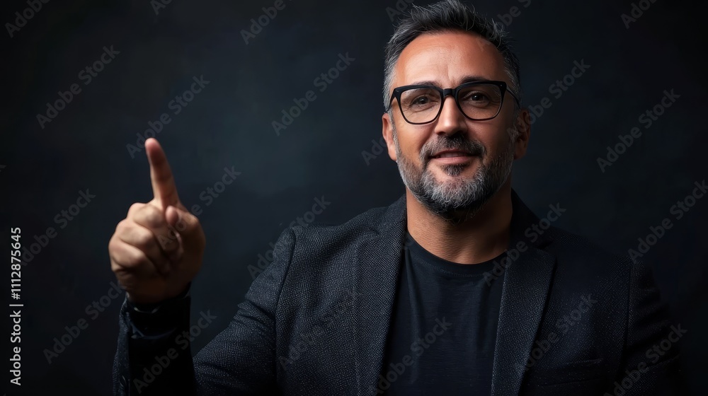 A man in a suit and glasses giving a thumbs up A man in a suit and glasses giving a thumbs up