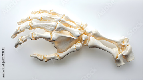 Detailed Anatomical Illustration of Human Hand Bones and Joints on White Background photo